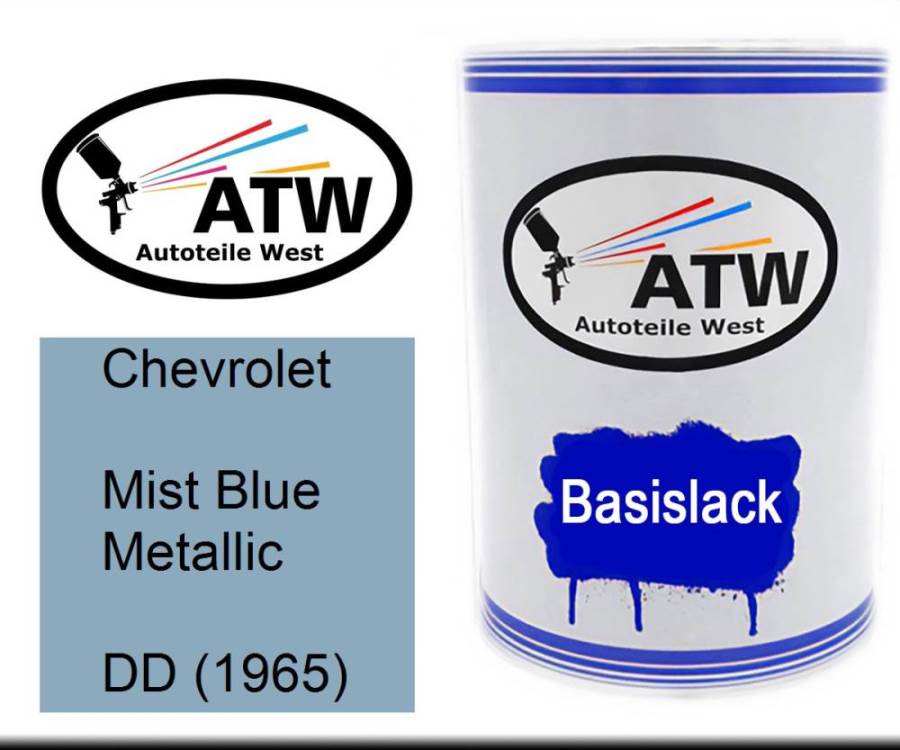 Chevrolet, Mist Blue Metallic, DD (1965): 500ml Lackdose, von ATW Autoteile West.